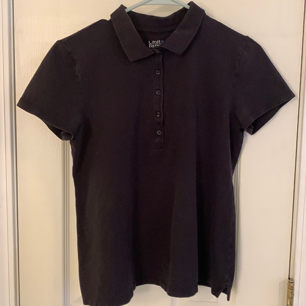 Black button up shirt-sleeves polo